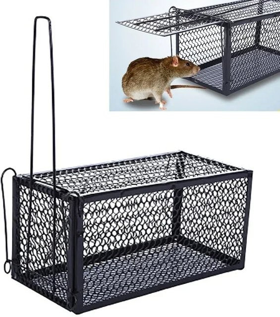 Wiederverwendbare mechanische Rattenfalle aus Metall in Schwarz für Mäuse und Nagetiere - Bild 1