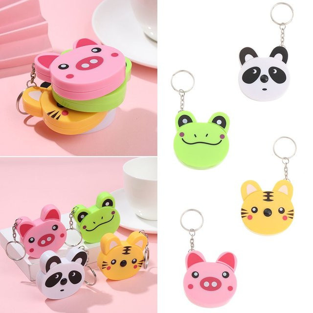 Automatisches Cartoon Tier Maßband mit 1 Meter Länge, Motiv Tiger Panda Frosch Schweinchen, Multicolour - Bild 1