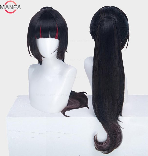 Sakura Himetaka Cosplay Perücke, Synthetisches Haar, Schwarz - Bild 1