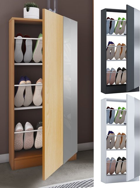 VCM Holz Schuhschrank Fulisa L mit Spiegel und 1 Drehtür, H x B x T: 112 x 50 x 17 cm - Bild 1