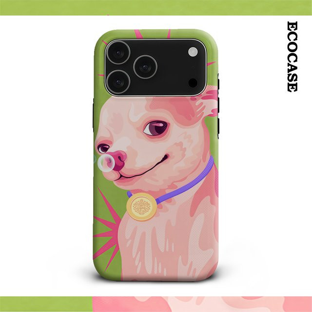 Handyhülle mit Punk Chihuahua und Blasen Design für Apple iPhone 17 16 15 14 13 12 11 Pro Max Plus in Multicolour mit doppelschichtiger Rückseite - Bild 1