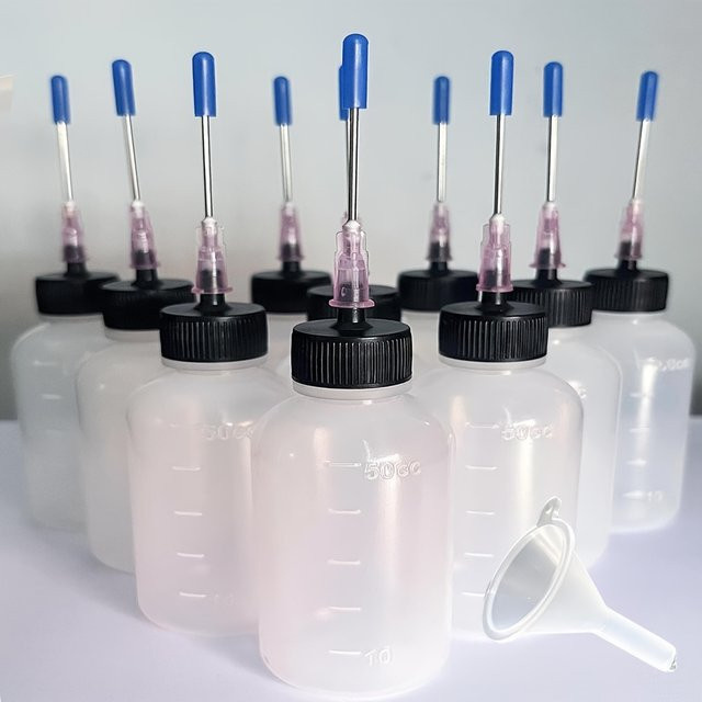 21-teiliges Set wiederverwendbare Labor-Dosierflaschen aus Kunststoff mit blauen Kappen, transparent - Bild 1