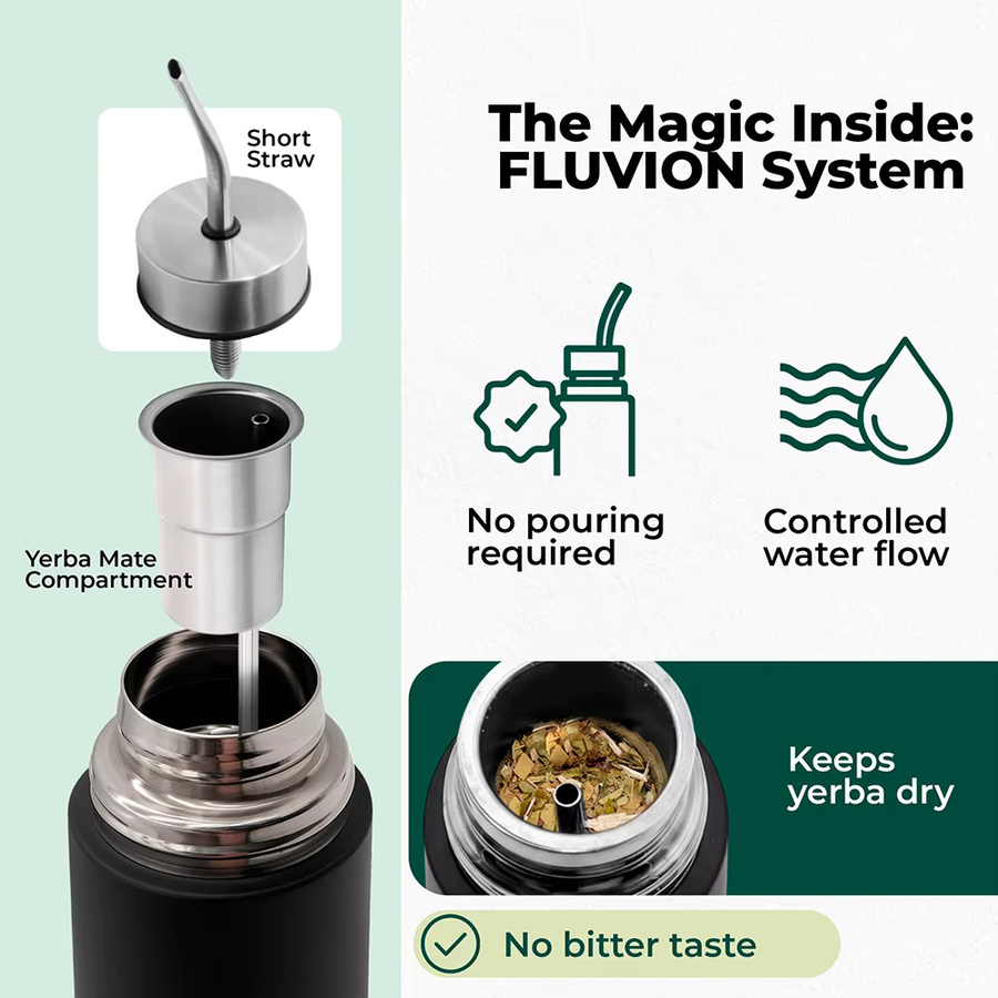 XMSJ 3-in-1 Yerba Mate Thermosbecher aus Edelstahl mit integriertem Bombilla-Strohhalm, isolierte Reiseflasche und Vakuum-Thermoskanne, 500 ml oder 750 ml, erhältlich in Blau oder Schwarz - Bild 3