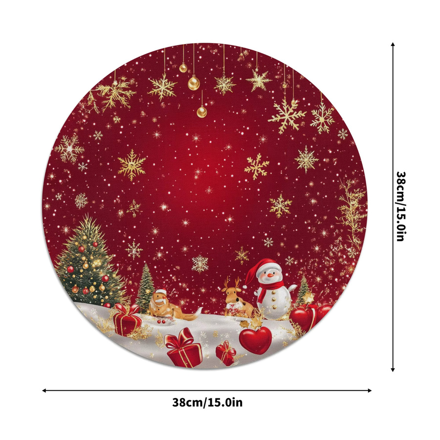 VIKAMA Weihnachts Tischsets mit Schneemann und Schneeflocken Motiv, Rot, B/B: 38 x 38 cm - Bild 4