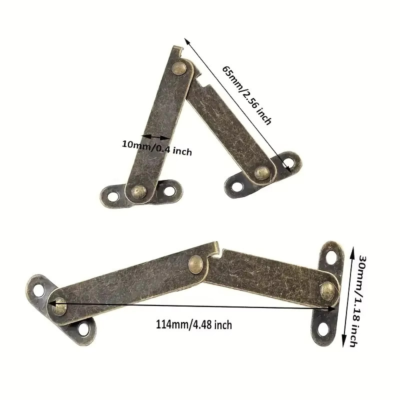XMSJ 6er Set rustikale Klappdeckelstützen in Bronze und Braun mit verstellbarer Haltefunktion für Schränke - Bild 2