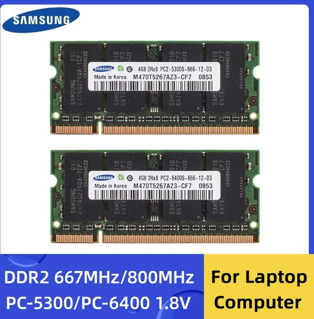 Samsung Memoria DDR2 Laptop SODIMM RAM Speicher in Grün, 667 MHz - Bild 1