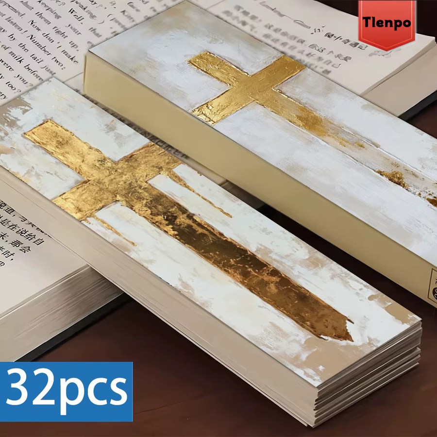 32 Stück Lesezeichen von tlenpo mit goldenem Kreuz-Motiv aus Papier für Schule und Weihnachten - Bild 3