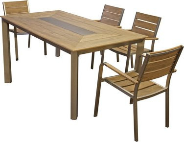 Garden Pleasure Tischgruppe Florence 5-teilig in Champagner und Beige aus Aluminium und Kunststoff - Bild 1
