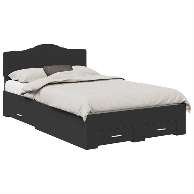vidaXL Bettrahmen mit Kopfteil und Schubladen in Schwarz, modern, Holzwerkstoff, B/T/H: 135 x 190 x 90 cm - Bild 1