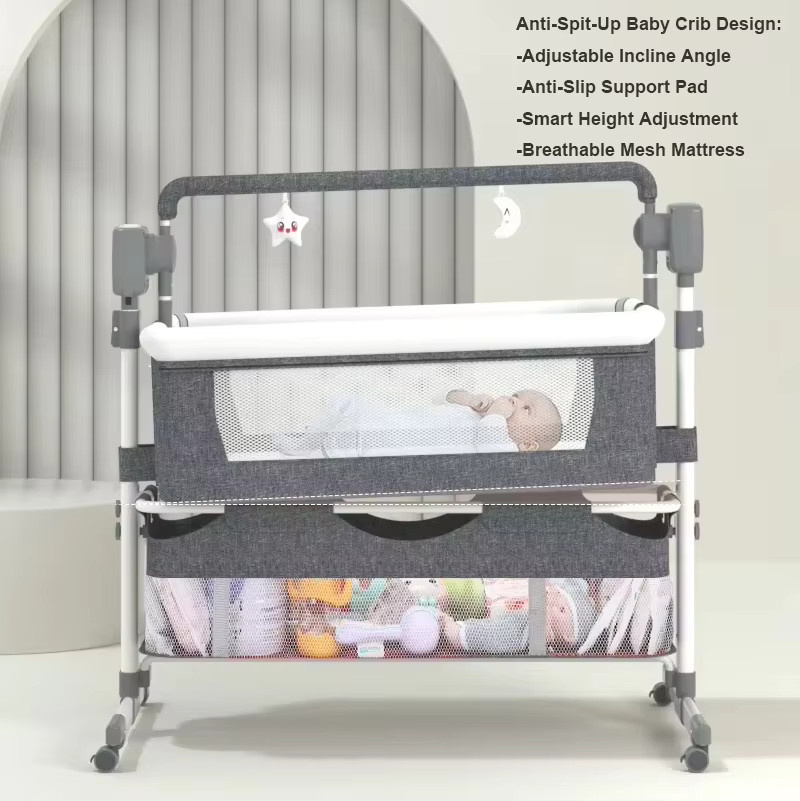 Elektrische Babywiege von Magic ZC als automatischer Schlafkörbchen mit Bluetooth-Fernbedienung und Timer in Khaki - Bild 1