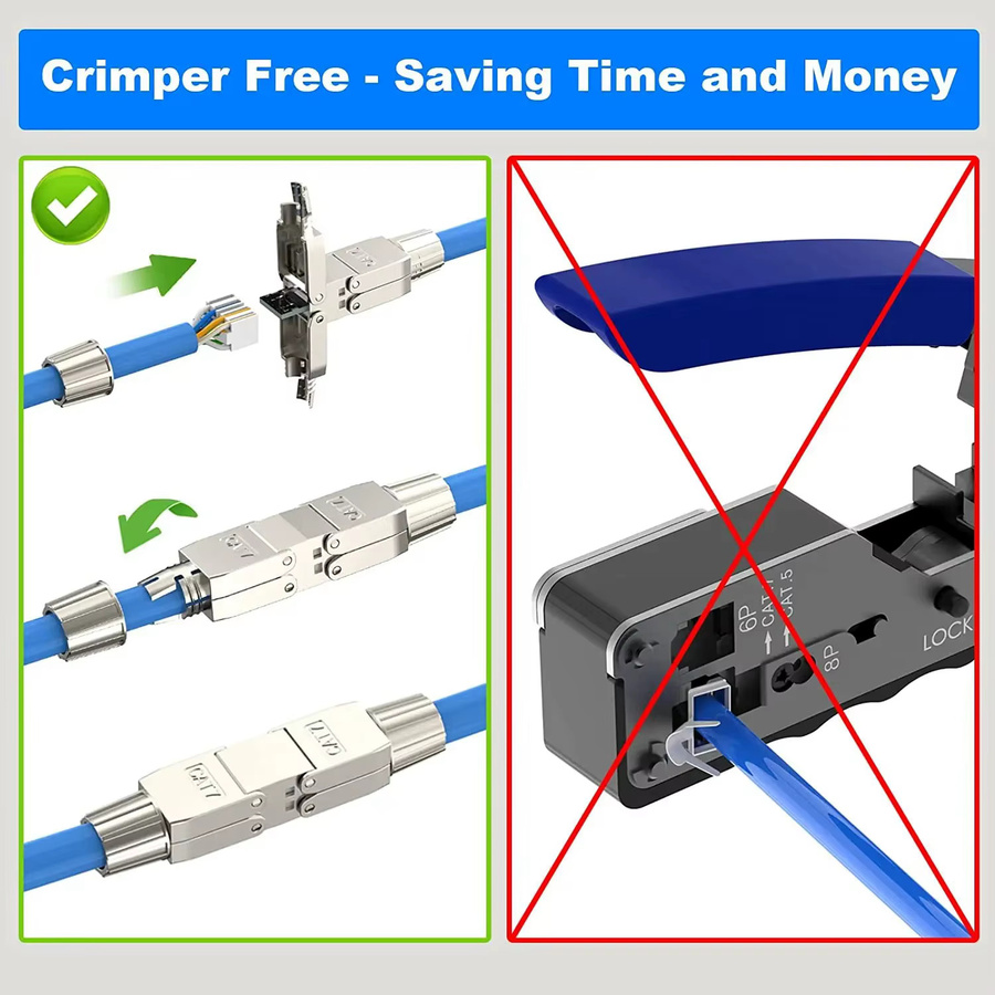 Natalink LSA-Netzwerkkabelanschluss Cat7 Cat6a werkzeuglos abgeschirmt für Ethernet LAN RJ45-Verlängerung – 1 Stück - Bild 4