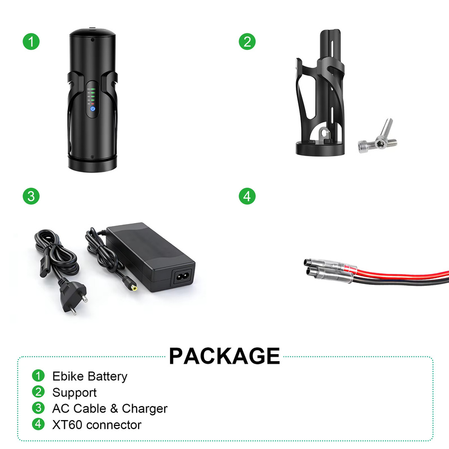 EFFIVOLT Mini-Flaschenakku für E-Bikes, 36V 7Ah 10,5Ah Li-Ion Akku in Schwarz für 250W 350W 500W Motorkits - Bild 5