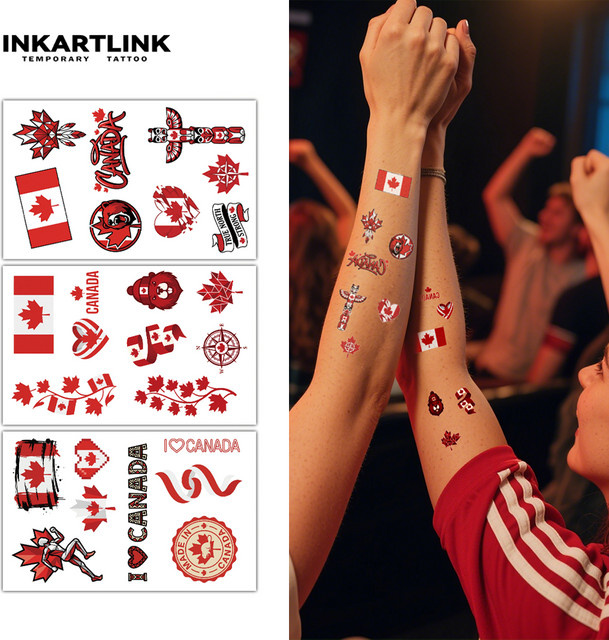 INKARTLINK Tattoo-Aufkleber Canada-Serie, 3 Stück, Unisex - Bild 1