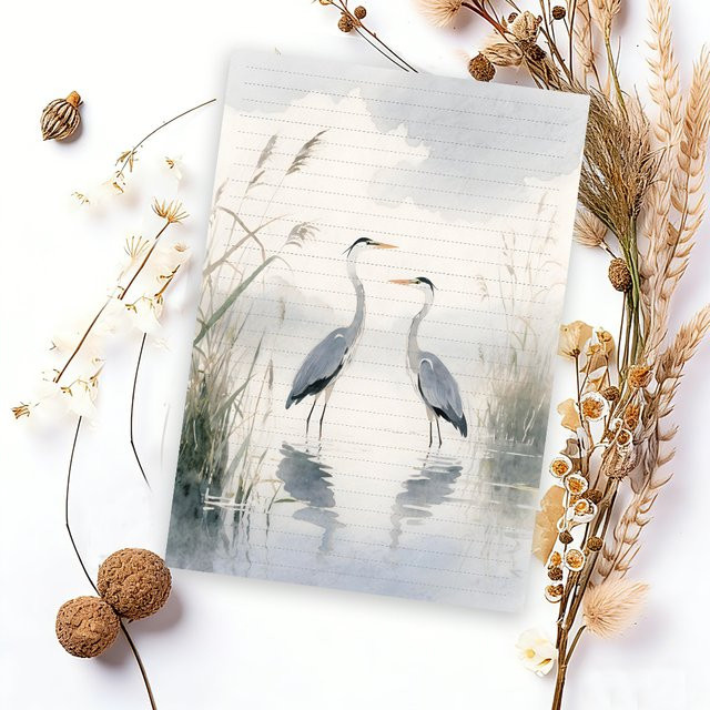 Heron by the Lake Schreibpapier B5, liniert, multicolor, 30 Blatt - Bild 1