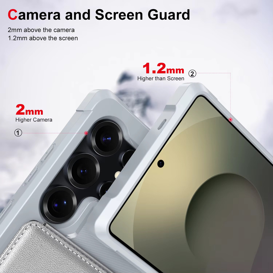 Leder Brieftasche Handyhülle mit Kartenfach für Samsung Galaxy S25 S24 Ultra S25 S24 Plus A16 A26 A17 in Silber mit Ständerfunktion und stoßfestem Schutz - Bild 4
