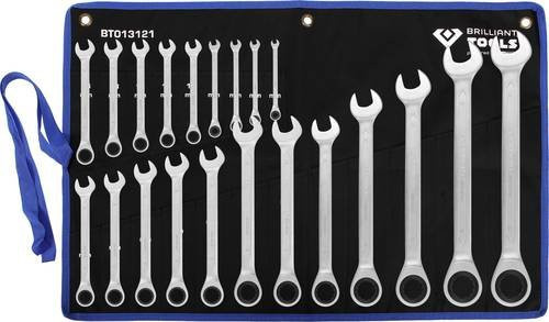 Brilliant Tools 21-teiliger Ratschenringschlüssel-Satz aus Chrom-Vanadium-Stahl in Silber, Schlüsselweite 6 - 32 mm - Bild 1