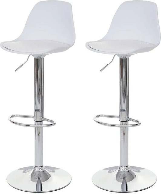 PROREGAL 2er-Set Barhocker aus Kunstleder in Weiß mit 360-Grad-Drehfunktion und verstellbarer Sitzhöhe 60-80 cm - Bild 1