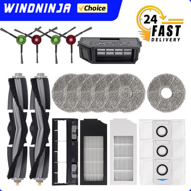Ecovacs Deebot Ersatzteil-Set mit Staubbehälter, Hauptbürste, Seitenbürsten, HEPA-Filtern, Wischtüchern und Staubbeuteln für X1 OMNI, T10 OMNI, TURBO und X1S PRO - Bild 1