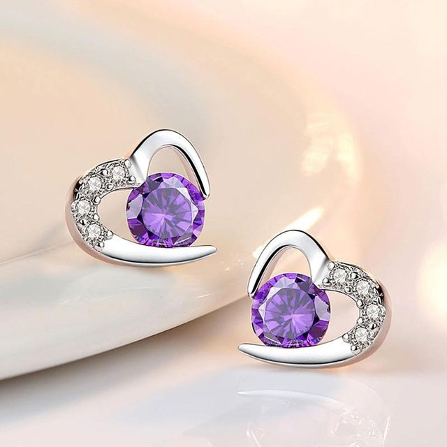 Lucky Star Jewelry Ohrstecker 925 Silber, Zirkonia, Damen, Herzförmig - Bild 1