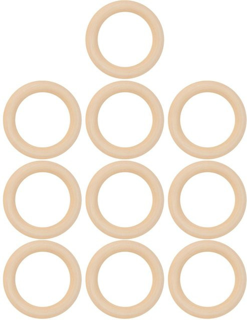 10 Stück natürliche Baby Beißringe aus Holz von TOMTOP JMS, unbehandelt, Farbe: Beige, Durchmesser: 6,5 cm - Bild 1