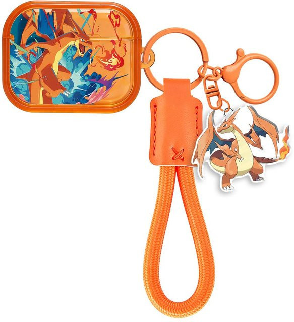 3D Charizard Schutzhülle aus TPU für Apple AirPods Pro 3, AirPods Pro 2 und AirPods 4 (2024), Farbe: Orange - Bild 1