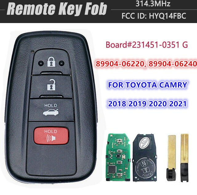 KEYECU Keyless Remote Smart Key FOB für Toyota Camry 2018-2021, Farbe: Schwarz, P/N: 89904-06220, 89904-06240, HYQ14FBC 231451-0351 - Bild 1