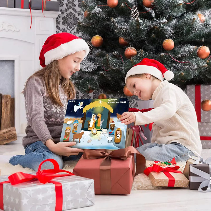 Adventskalender Krippe mit 24 Figurensets aus Kunststoff in Mehrfarbig für Kinder und Weihnachtsdekoration - Bild 3