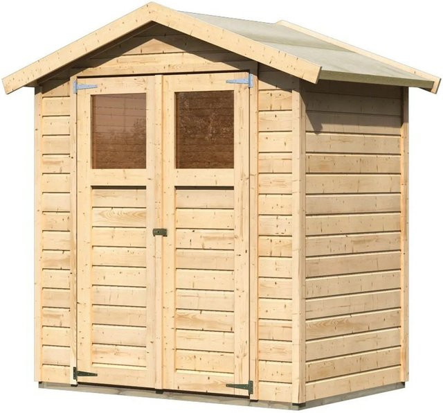 Karibu Holz-Gartenhaus Rom mit Satteldach in Braun, B/T/H: 222 x 120 x 177 cm - Bild 1