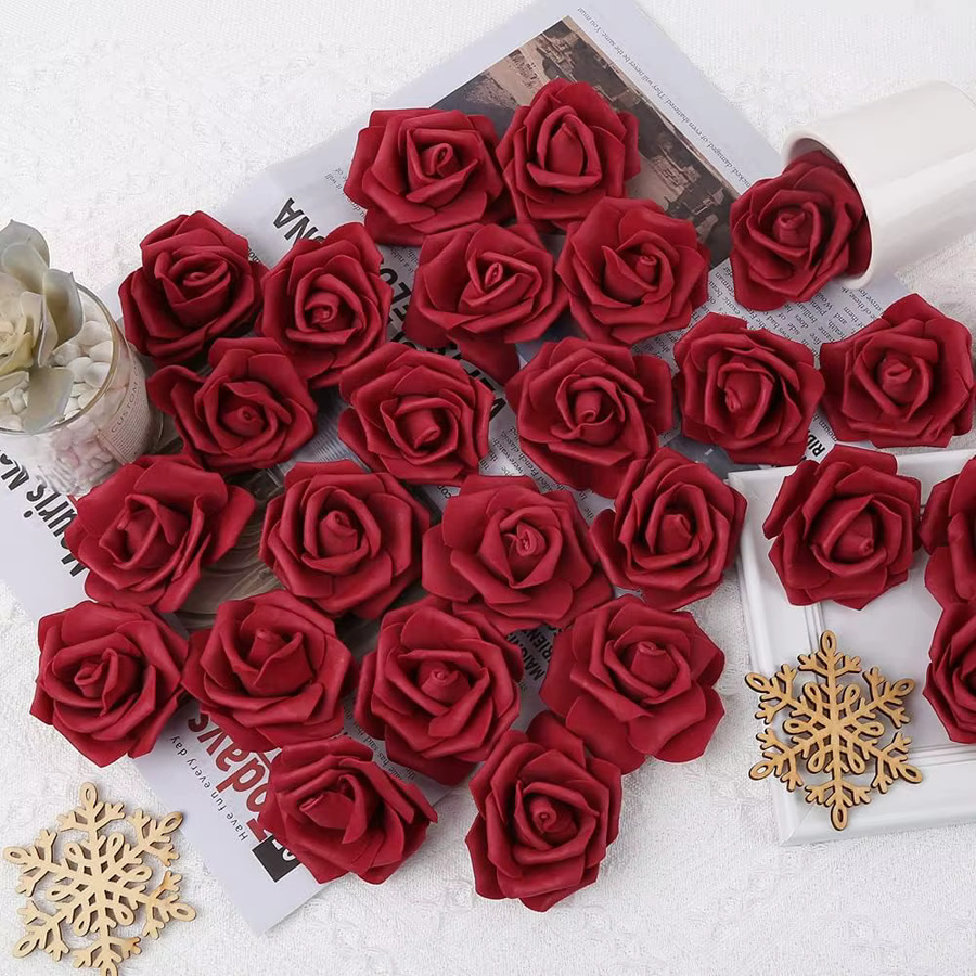 Künstliche Rosen von XIAOYINMO in Rot und Weiß für Hochzeiten, Valentinstag und Dekorationen - Bild 1
