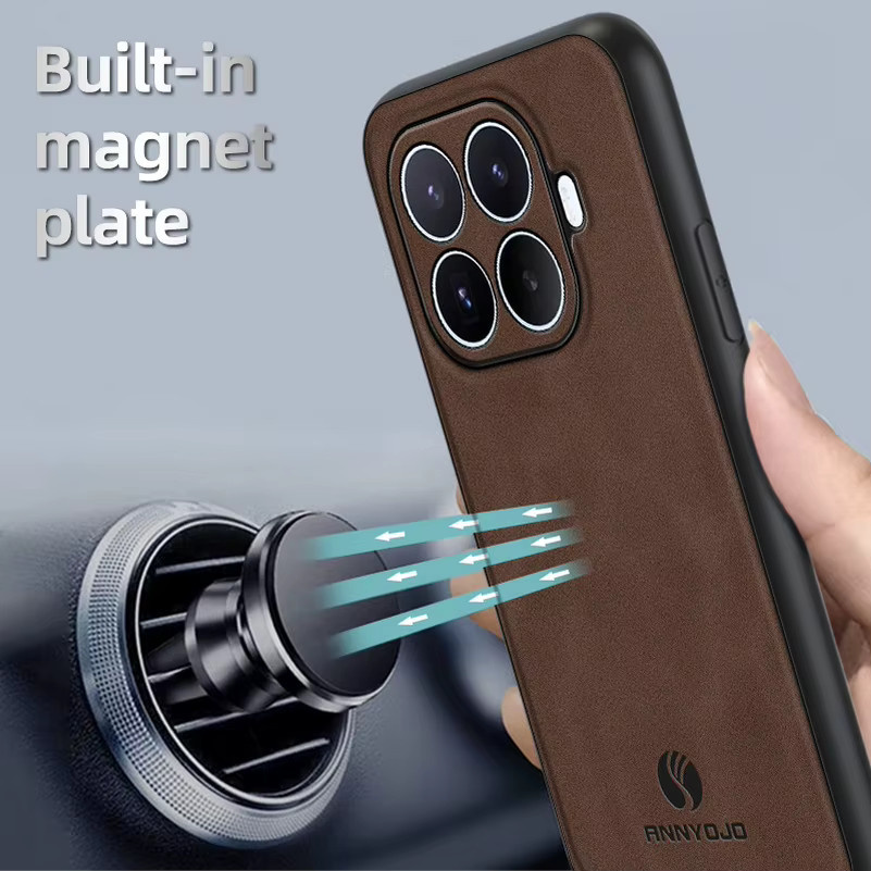 Luxuriöse Leder-Schutzhülle für Xiaomi 17T Pro 15T Pro 14T 13T X8 Pro Max mit eingebauter Metall-Autohalterung in Grau - Bild 2