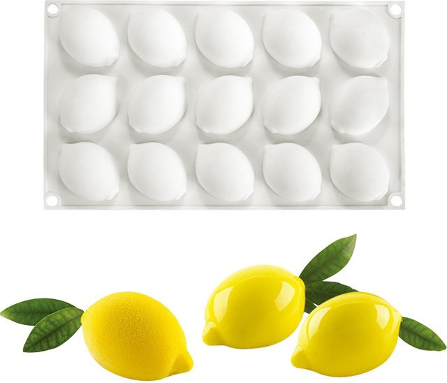 Aihogard Silikonform in Zitronenform mit 15 Kavitäten in Weiß für Kuchen, Schokolade und Eiswürfel - Bild 1