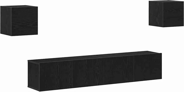vidaXL TV-Schrankset Wandmontiert in Schwarz und Eichen-Optik aus Holzwerkstoff für dein Wohnzimmer - Bild 1