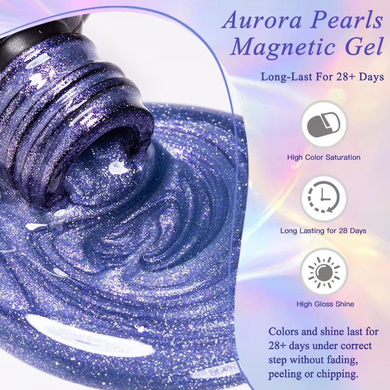 MSRUIOO Aurora Perlen Magnetischer Gel-Nagellack, 8 ml, Glänzend - Bild 4