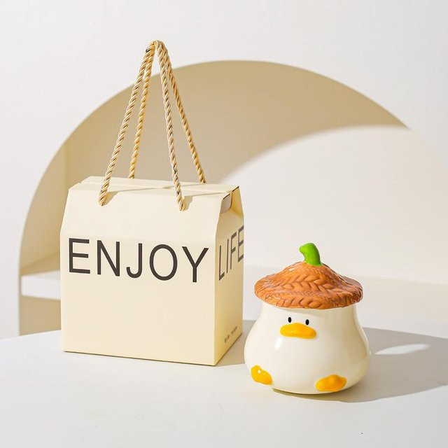 Niedliche Keramiktasse mit Enten-Design von Yiran bag, 500 ml, in Pink, Braun, Gelb oder Weiß - Bild 1