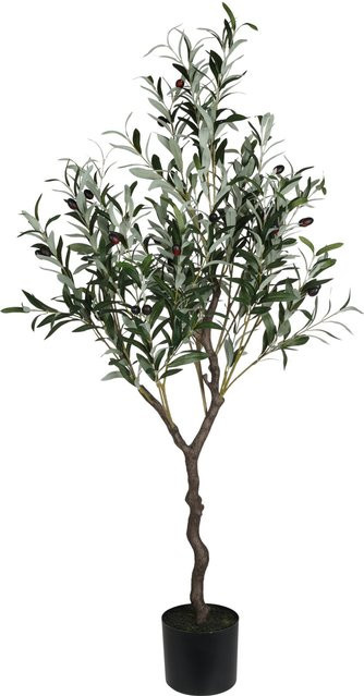 Grüne Kunstpflanze Olivenbaum aus Kunststoff in Höhe 121 cm - Bild 1
