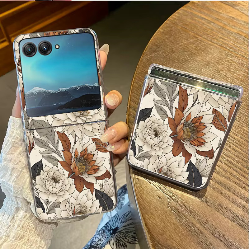 Stoßfeste transparente Handyhülle mit buntem Blumenmuster für Motorola Razr 60 40 50 Ultra - Bild 1