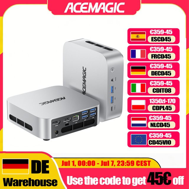 ACEMAGIC M1 Mini-PC mit AMD Ryzen 7 7735HS, 24 GB RAM, 512 GB SSD, Windows 11 Pro, AMD Radeon Grafik, 4K Triple Display, WiFi6 und Bluetooth 5.2, Silber - Bild 1