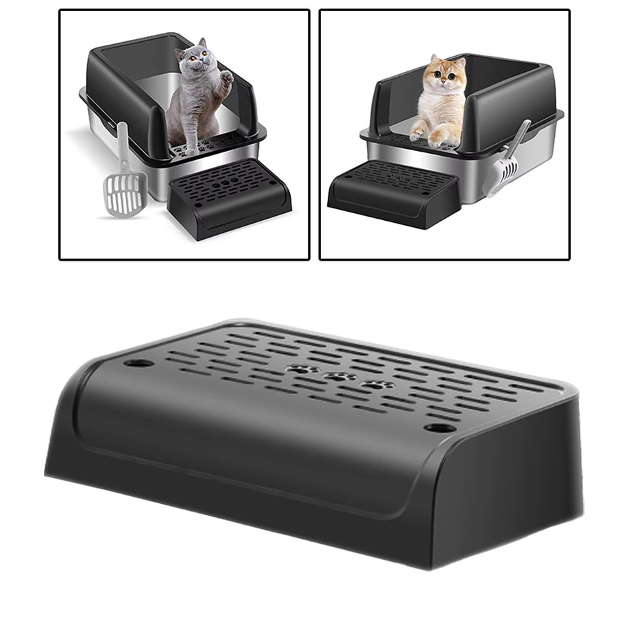 Kesoto Katzenstreu-Fußbrett als Trittplattform, waschbar und leicht zu reinigen, Schwarz/Silber - Bild 2