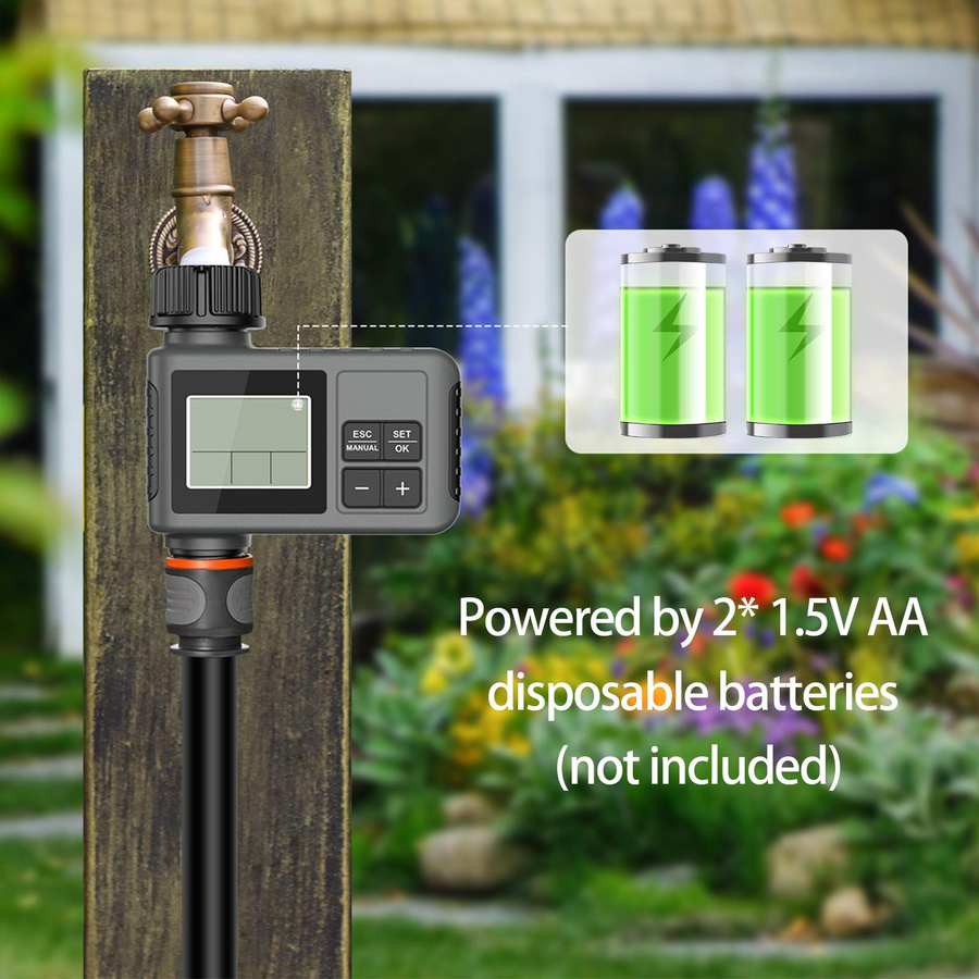 Painter Wasserzeitschaltuhr für das Bewässerungssystem mit integriertem Filter und Kindersicherung, programmierbarer Gartenbewässerungssprinkler mit 1 Ausgang, intelligente Zeitsteuerungsventile in Schwarz und Grau - Bild 5