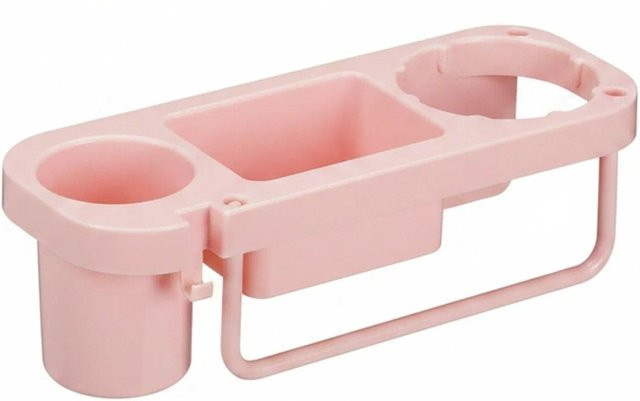 Relaxdays Föhnhalterung mit Kabelhalter aus Kunststoff in Rosa, selbstklebend und ohne Bohren, B/T/H: 9 x 30 x 10,5 cm - Bild 1