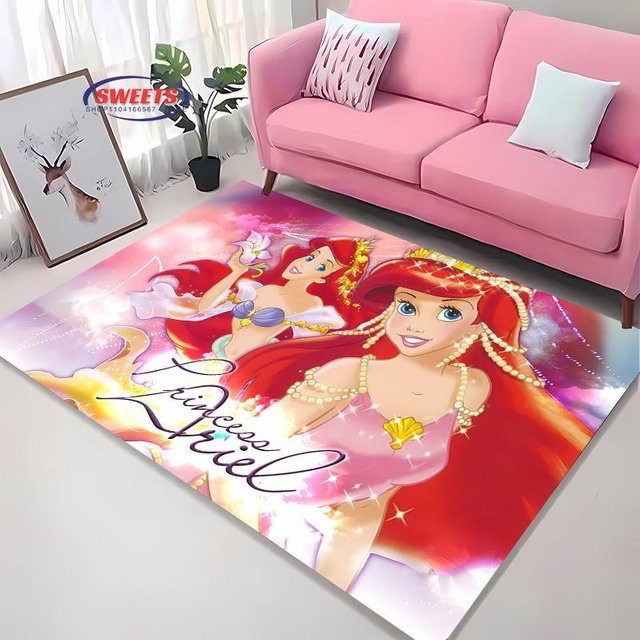 Rutschfester Kinderteppich mit Meerjungfrau Arielle Motiv, bunt, B/B: 60 x 90 cm - Bild 1