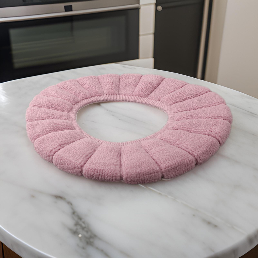 Yiran Furniture Toilettensitzbezug aus Langstapelbaumwolle mit Griff, Rosa, Breite: 30 cm - Bild 2