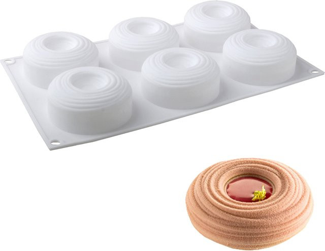 SHENHONG Silikon-Muffin-Form mit 6 Zellen und Vortex-Textur in Weiß - Bild 1