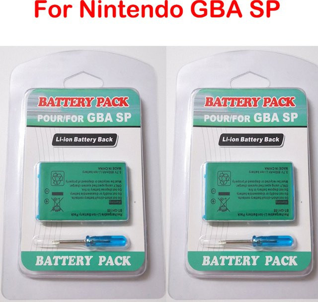 2 Stück wiederaufladbare Li-Ionen-Ersatzbatterien 3,7 V 850 mAh für Nintendo Gameboy Advance SP inklusive Schraubendreher - Bild 1