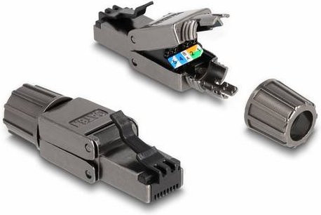 Delock 86514 RJ45 Stecker Cat.8.1 STP werkzeugfrei Schwarz - Bild 1