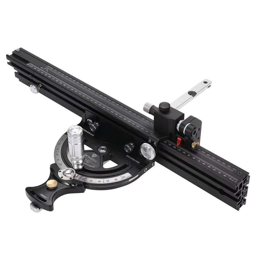 Hongdui HD-MG21 Gehrungslehre mit 850 mm verlängertem Zaun für Tischkreissäge und Frästisch in Schwarz - Bild 2