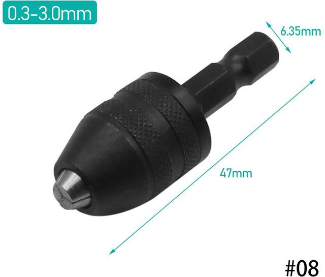 LivingHousehold Keyless Bohrfutter Adapter für Mikro-Motoren und Schlagschrauber in Schwarz - Bild 1