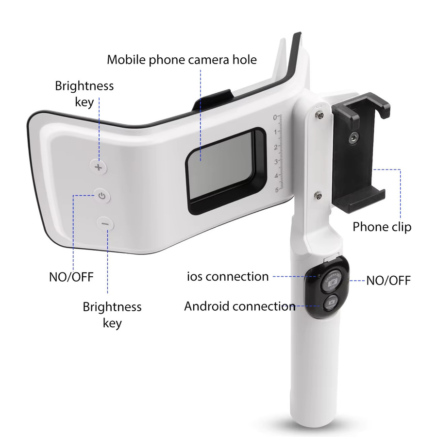 HARBOR DENT Dentales kabelloses mobiles Fotolicht mit 20 LEDs und Bluetooth-Steuerung in Weiß für die intraorale Foto- und Video-Beleuchtung - Bild 2