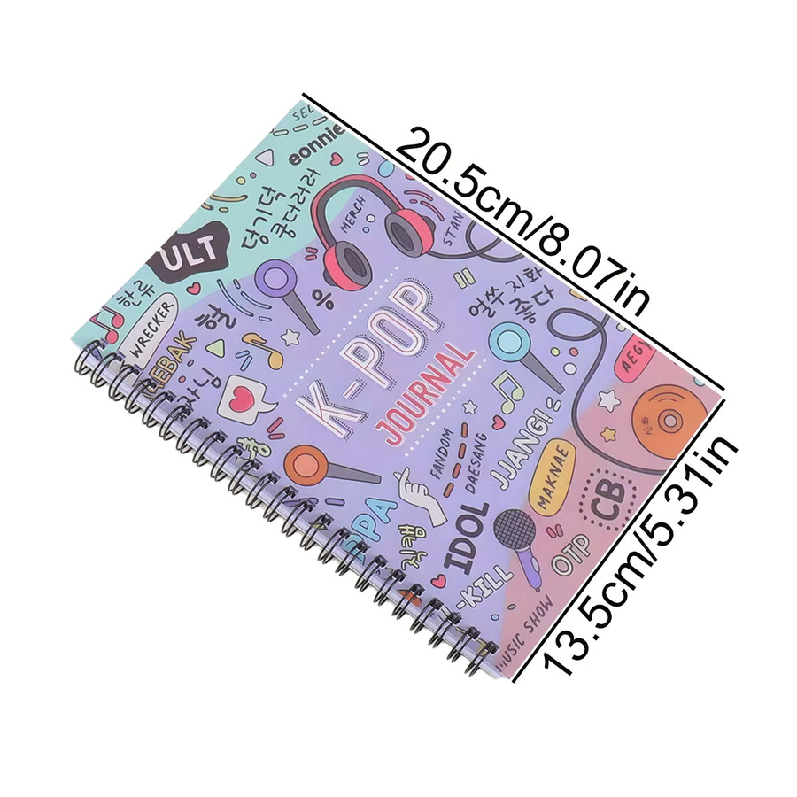 K-Pop Spiralnotizbuch mit 100 linierten Seiten in Rosa, Schwarz und Lila, Softcover Tagebuch für Teenager und Frauen - Bild 2