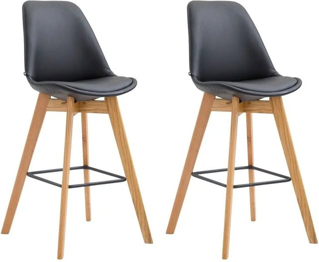 DELUKE 2er Set Barhocker GIKAR aus Kunstleder in Schwarz, moderne Barstühle mit Lehne, B/T/H: 48 x 56 x 112 cm - Bild 1